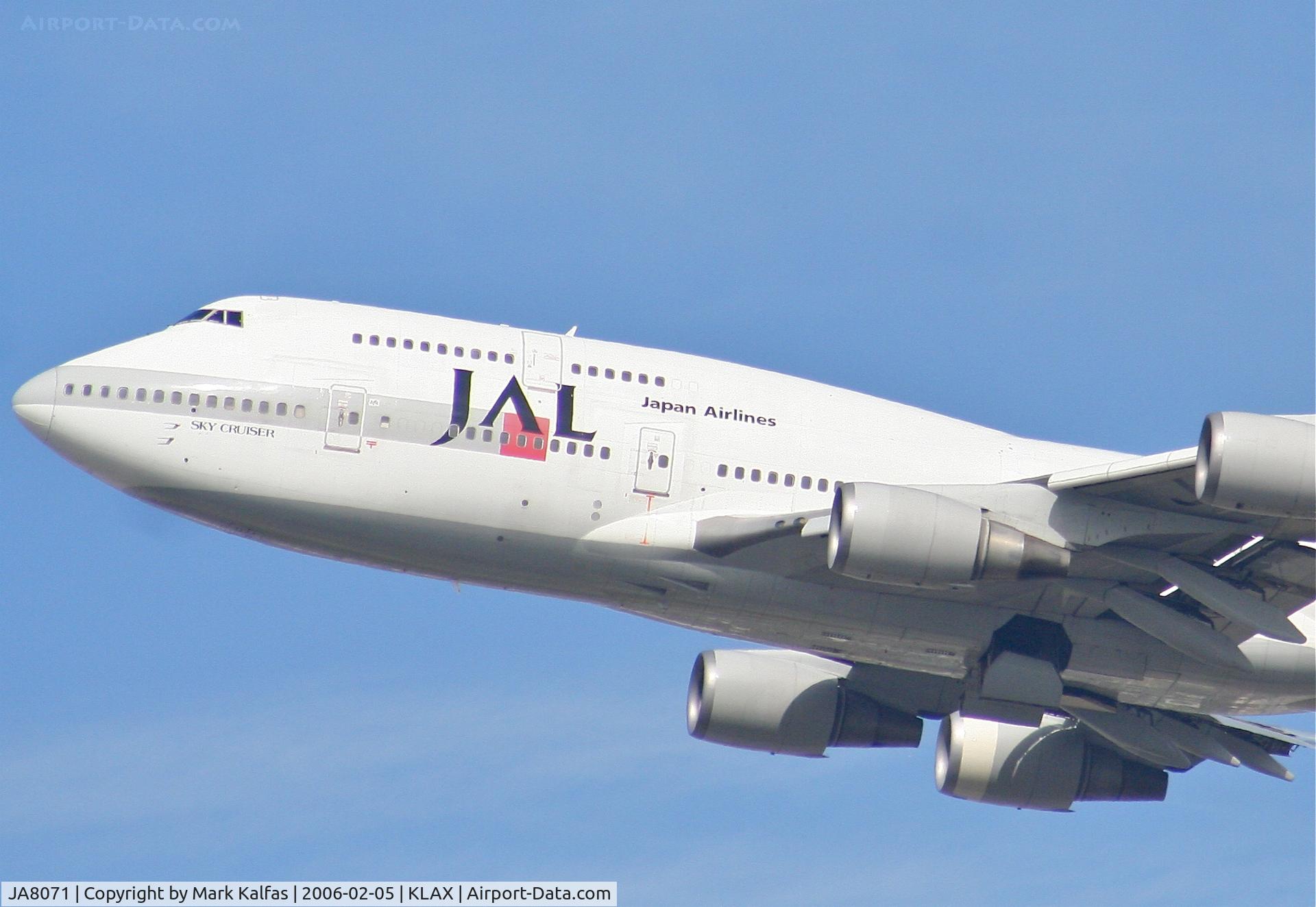JA8071, 1990 Boeing 747-446 C/N 24423, JAL Boeing 747-446, JA8071 25R departure KLAX.