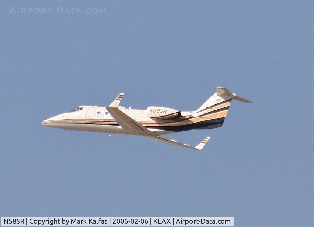 N58SR, Gates Learjet 55 C/N 55-058, Chrysler Aviation Gates Learjet Corp 55, N58SR 25L departure KLAX.