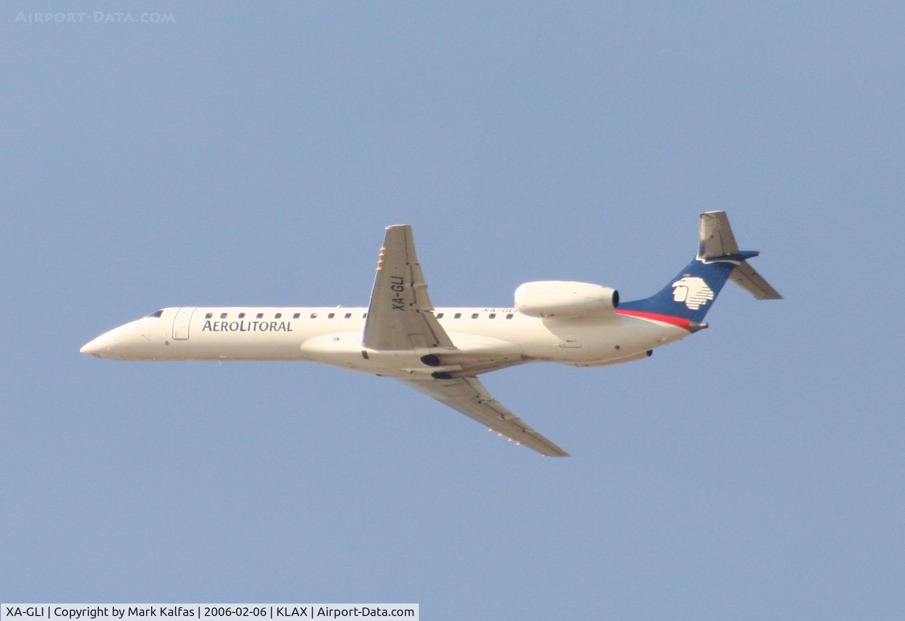 XA-GLI, 1999 Embraer EMB-145MP (ERJ-145MP) C/N 145203, Aerolitoral Embraer EMB-145MP, XA-GLI departing 25R KLAX.