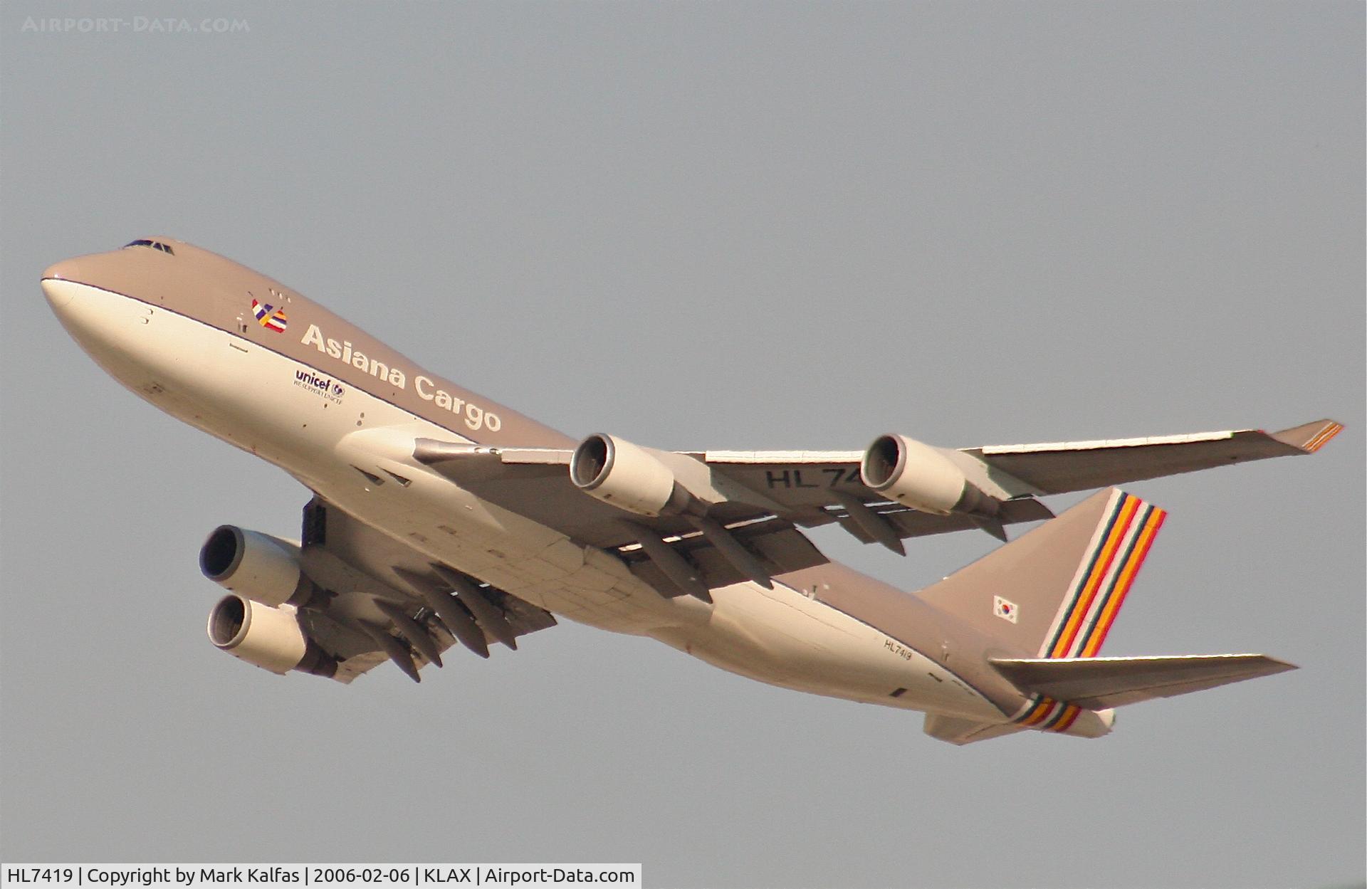 HL7419, 1994 Boeing 747-48EF (SCD) C/N 25781, Asiana Cargo Boeing 747-48EF (SCD), HL7419 25L departure KLAX.