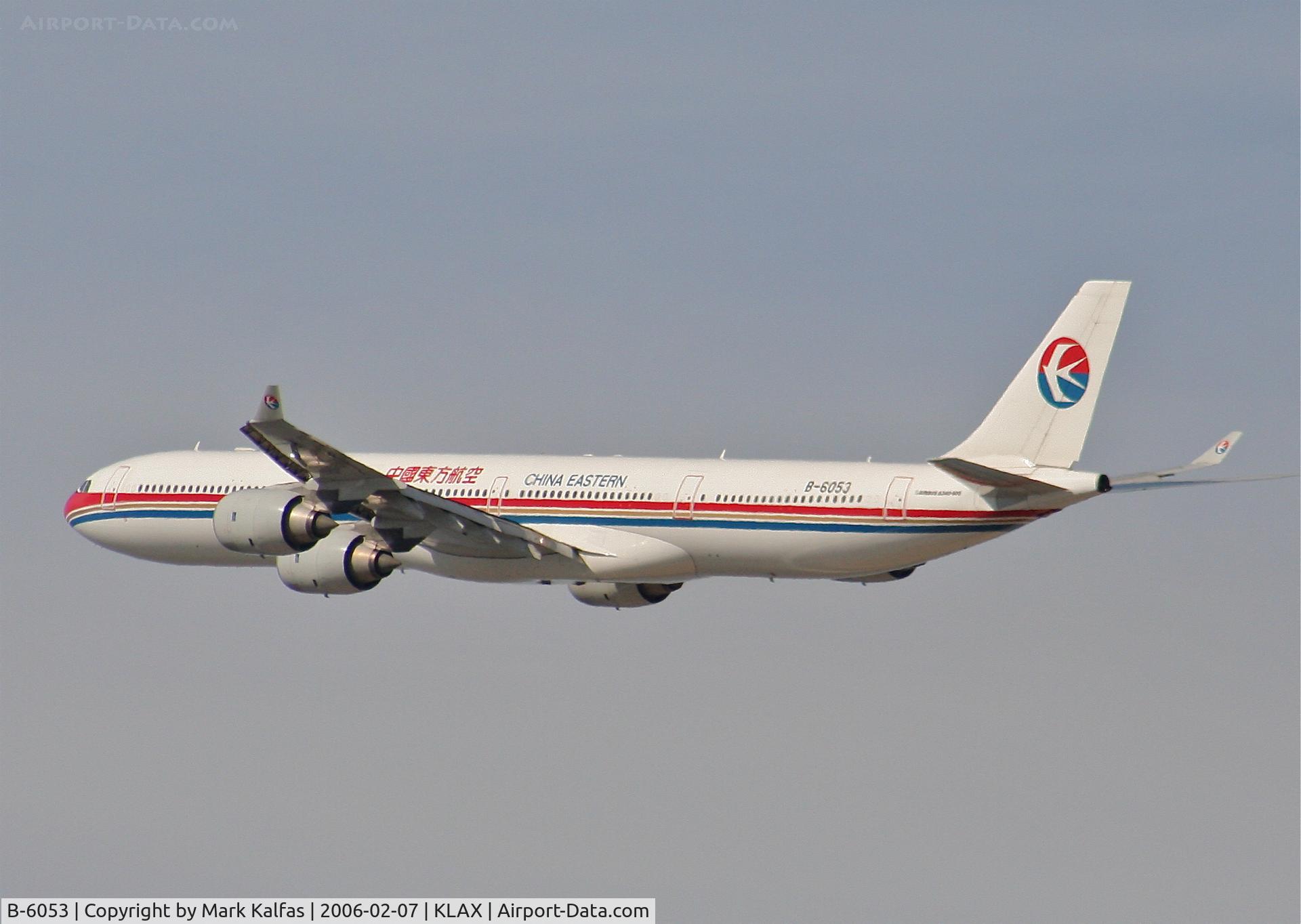 B-6053, 2004 Airbus A340-642 C/N 577, China Eastern Airbus A340-642, B-6053 25R departure KLAX.