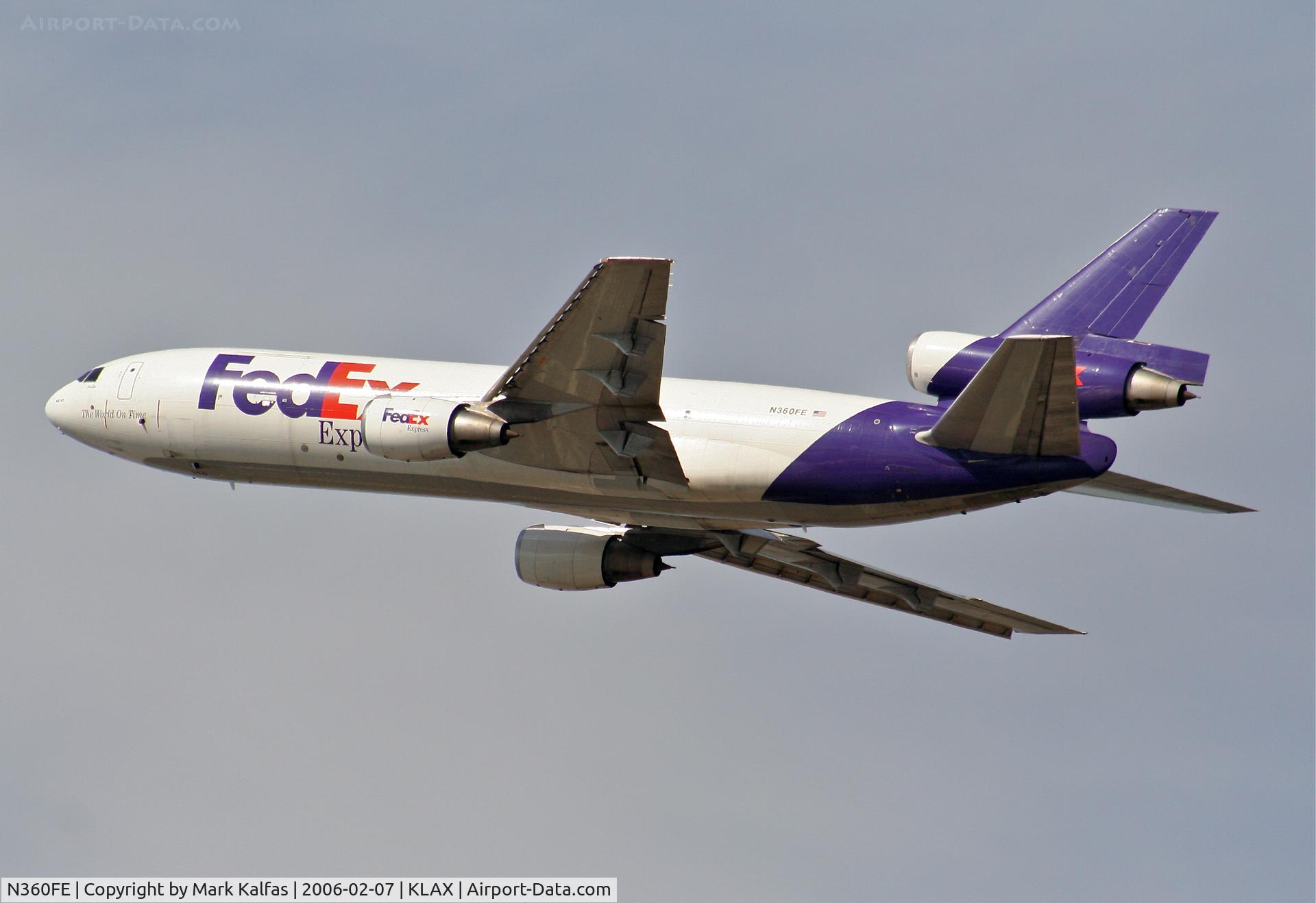 N360FE, 1980 McDonnell Douglas MD-10-10F C/N 46636, FedEx Mcdonnell Douglas MD-10-10F, N360FE 25L departure KLAX.