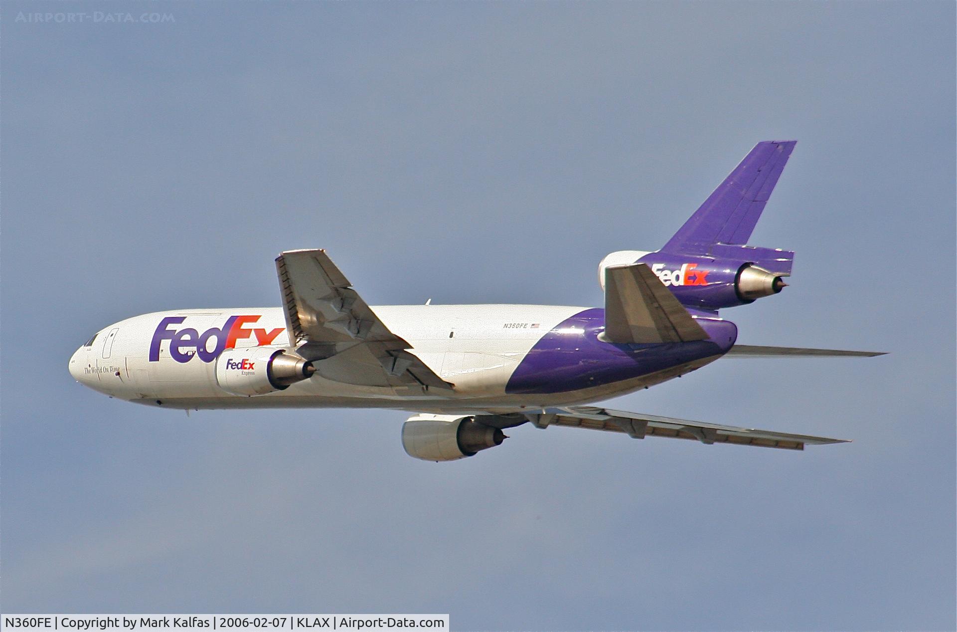N360FE, 1980 McDonnell Douglas MD-10-10F C/N 46636, FedEx Mcdonnell Douglas MD-10-10F, N360FE 25L departure KLAX.
