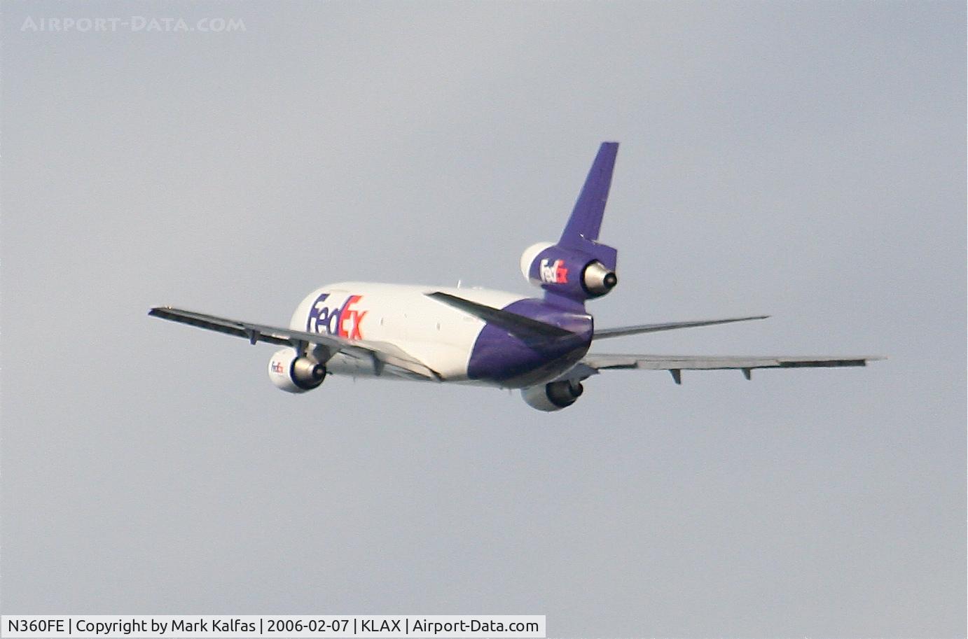 N360FE, 1980 McDonnell Douglas MD-10-10F C/N 46636, FedEx Mcdonnell Douglas MD-10-10F, N360FE 25L departure KLAX.