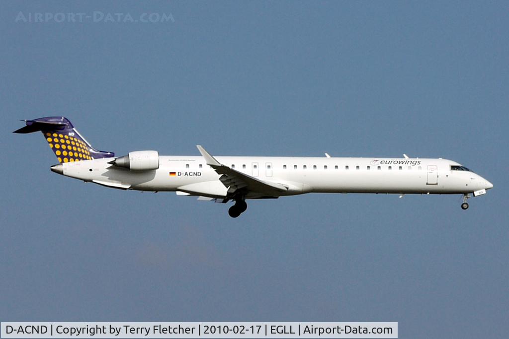 D-ACND, 2009 Bombardier CRJ-701 (CL-600-2C10) Regional Jet C/N 15238, Eurowings CLRJ 900 at Heathrow