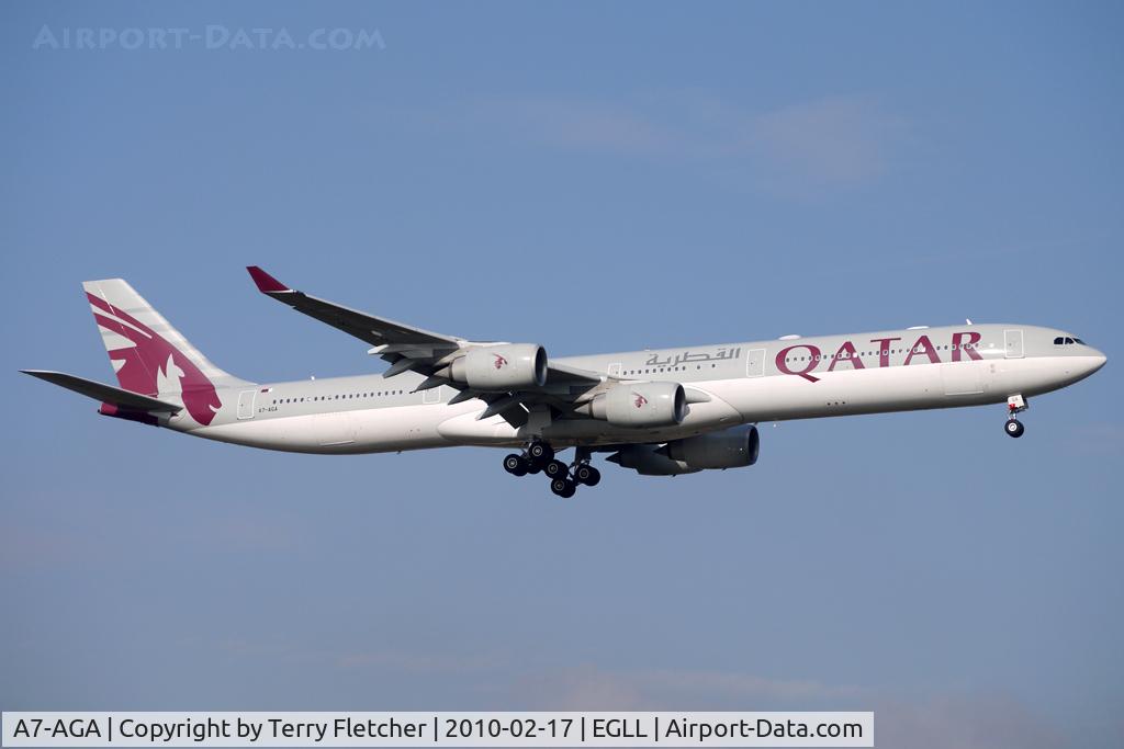A7-AGA, 2006 Airbus A340-642 C/N 740, Qatar Airways Airbus 340 at Heathrow