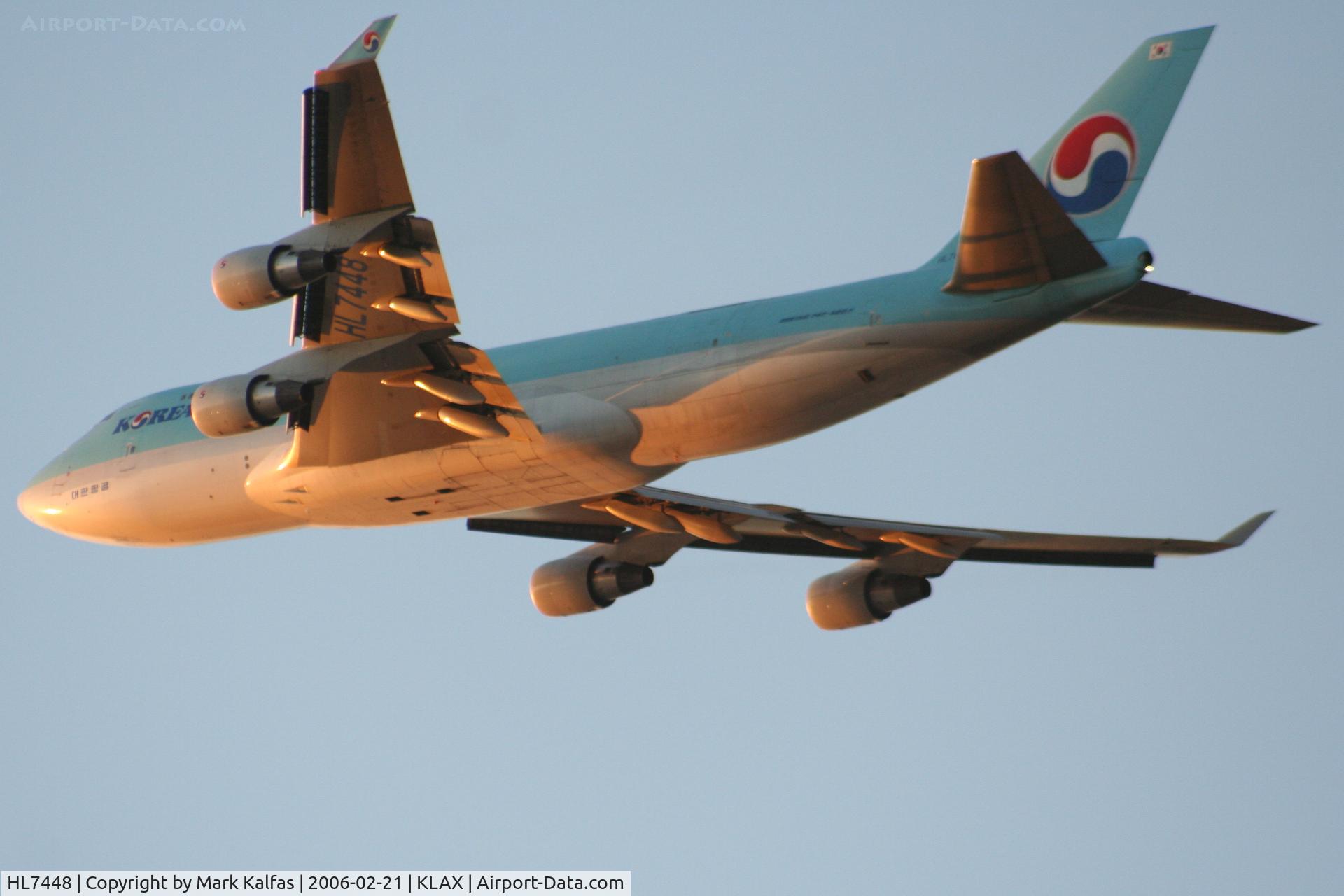 HL7448, 2000 Boeing 747-4B5F C/N 26416, Korean Airlines Cargo Boeing 747-4B5F, HL7448 25R departure KLAX.