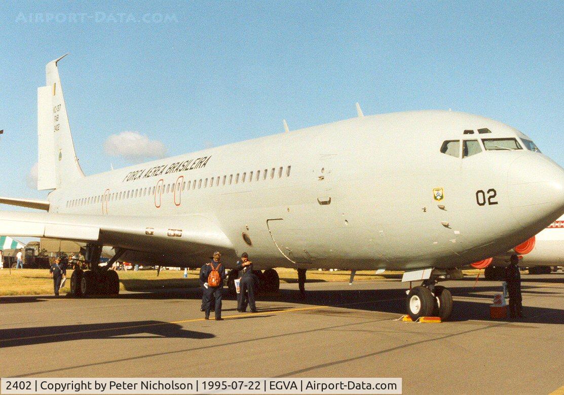 2402, 1968 Boeing 707-345C C/N 19842, Boeing 707-345C, callsign BRS 2402, of 2GT Brazilian Air Force on display at the 1995 Intnl Air Tattoo at RAF Fairford.