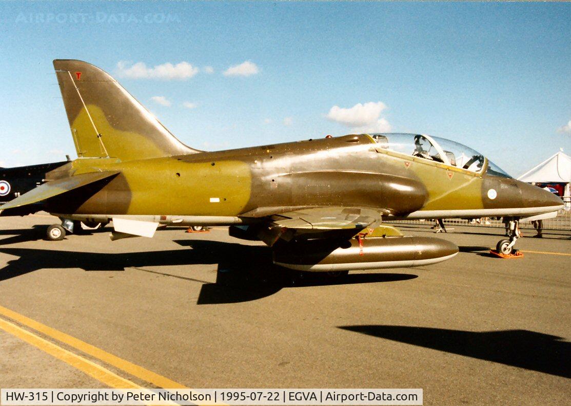 HW-315, British Aerospace Hawk Mk.51A C/N 312212, Hawk Mk.51A, callsign Finnish Air Force 25, on display at the 1995 Intnl Air Tattoo0 at RAF Fairford.