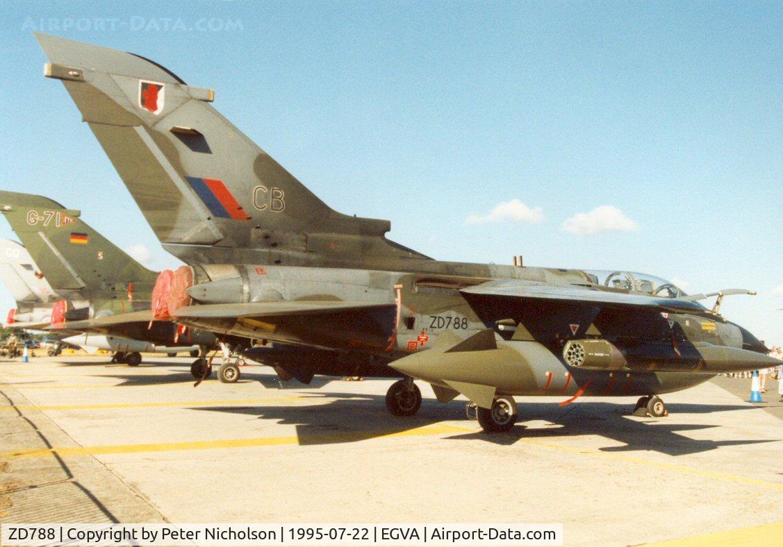 ZD788, 1984 Panavia Tornado GR.1 C/N 389/BS131/3179, Tornado GR.1, callsign Rafair 510B, of 17 Squadron on display at the 1995 Intnl Air Tattoo at RAF Fairford.