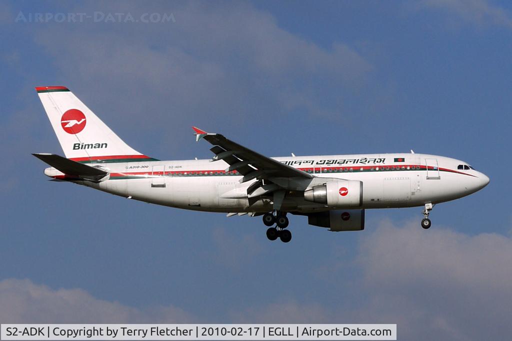 S2-ADK, 1991 Airbus A310-324 C/N 594, Bangladesh Biman A310 at Heathrow