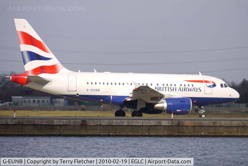G-EUNB, 2009 Airbus A318-112 C/N 4039, British Airways Airbus 318 taxies out for the London City to New York BA0001 Flight