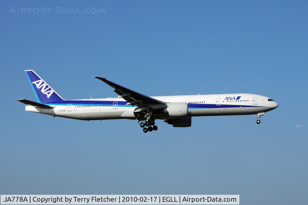 JA778A, 2007 Boeing 777-381/ER C/N 32651, ALL Nippon Airlines B777 at Heathrow