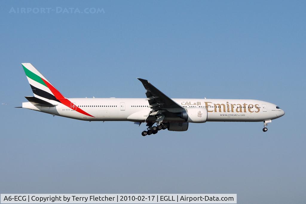 A6-ECG, 2008 Boeing 777-31H/ER C/N 35579, Emirates B777-300 at Heathrow