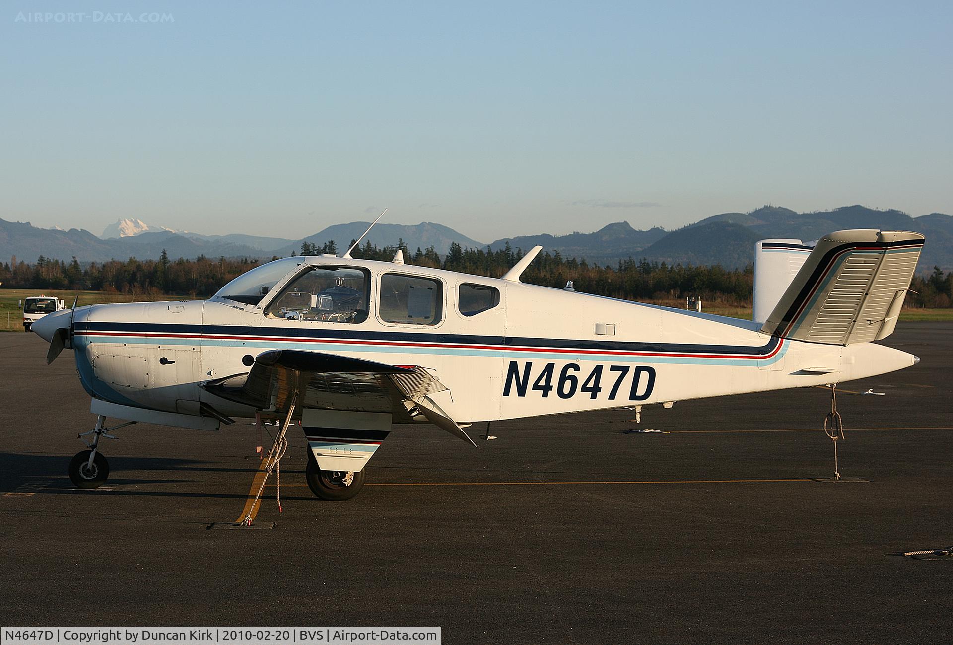 N4647D, 1956 Beech G35 Bonanza C/N D-4803, A wintery evening at BVS