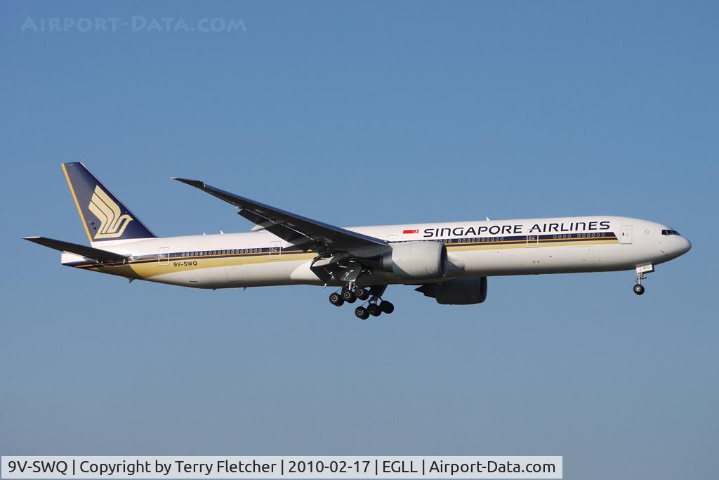 9V-SWQ, 2008 Boeing 777-312/ER C/N 34582, Singapore Airlines B777 on approach to Heathrow