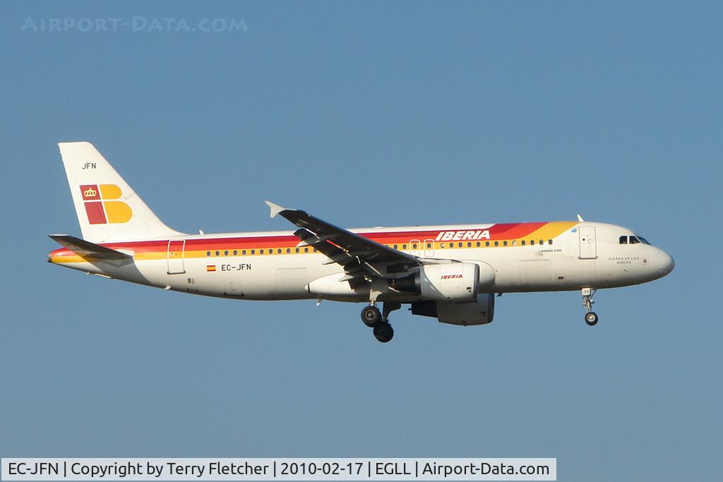 EC-JFN, 2005 Airbus A320-214 C/N 2391, Iberian A320 at Heathrow