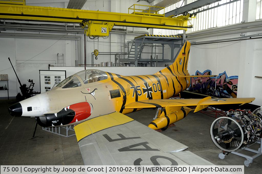 75 00, Fiat G-91R/4 C/N 122, Former BD-248 is now preserved in the Tiger colors of Portuguese AF G-91R3 5465, as worn in 1987. The serial 75+00 is one of an Alouette II.