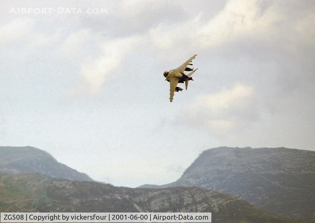 ZG508, 1991 British Aerospace Harrier GR.9 C/N P79, Royal Air Force Harrier GR7. Operated by 1 Squadron, coded '79'. Machynlleth Loop, Wales.