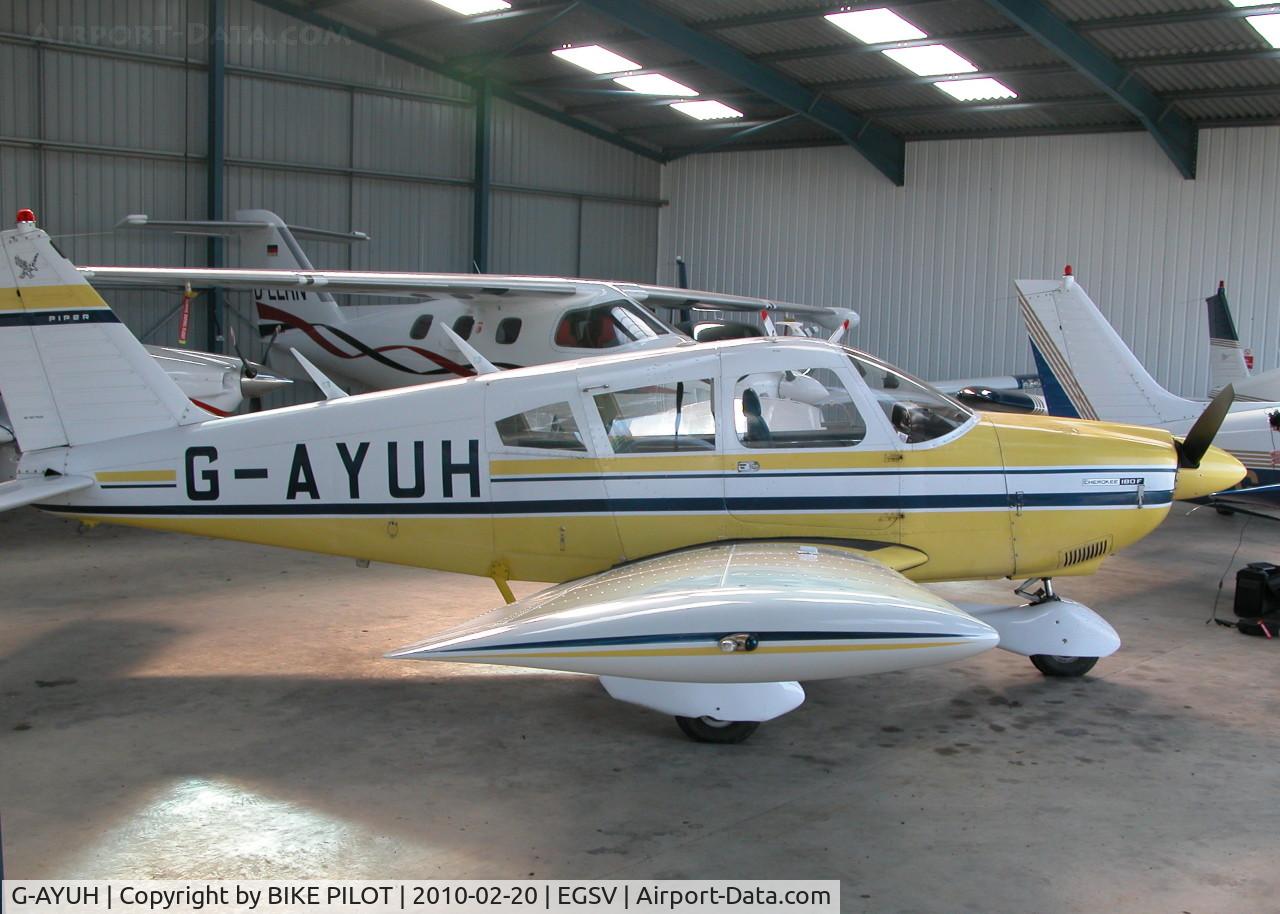 G-AYUH, 1970 Piper PA-28-180 Cherokee C/N 28-7105042, IN A CROWDED HANGER
