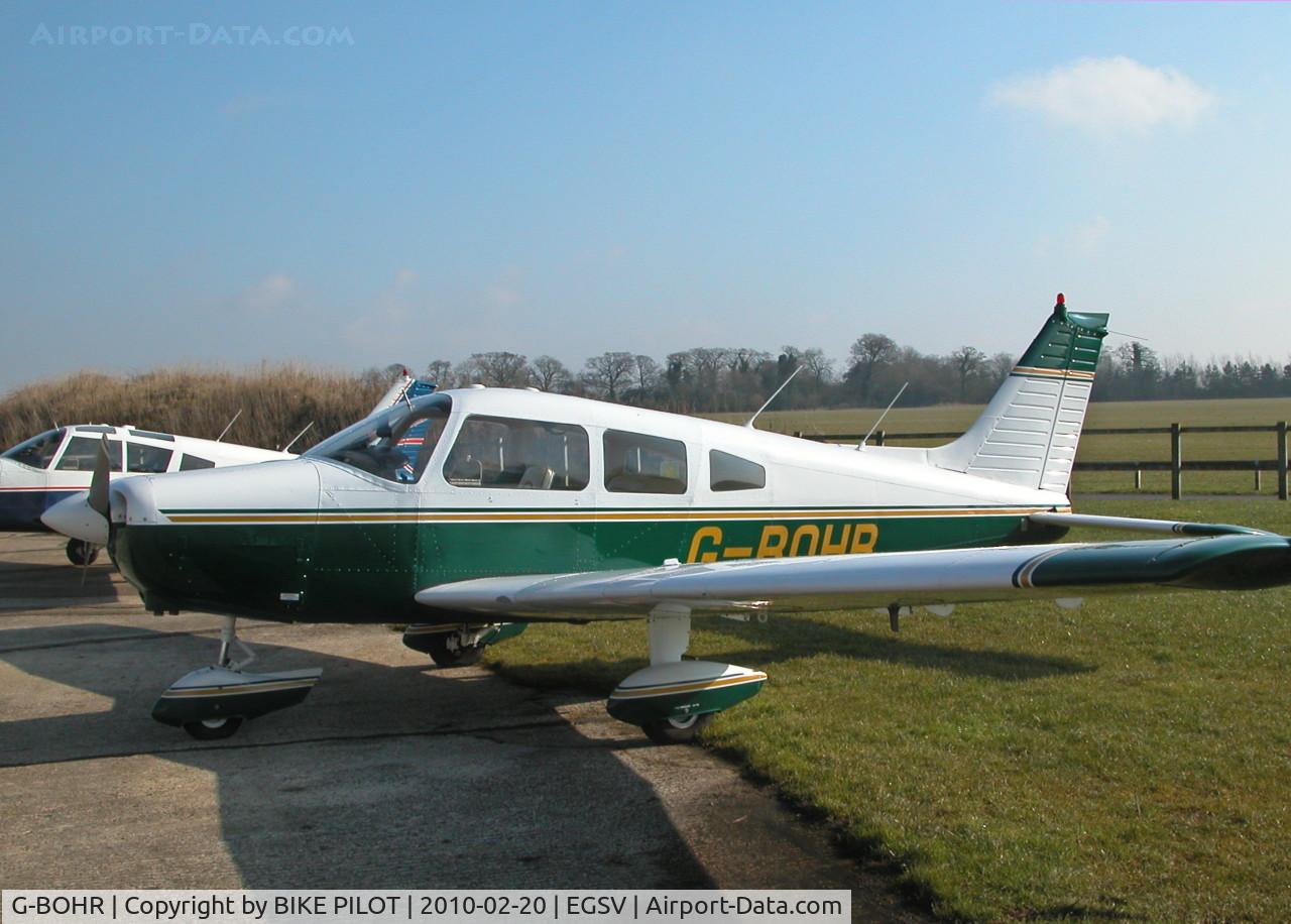 G-BOHR, 1974 Piper PA-28-151 Cherokee Warrior C/N 28-7515245, PARKED BEHIND THE HANGER