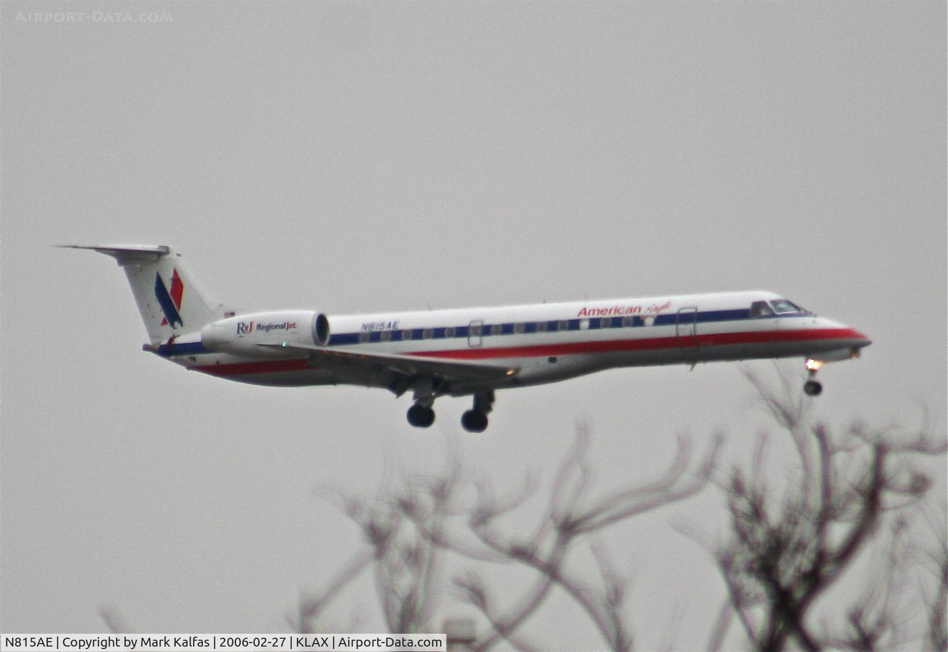 N815AE, 2002 Embraer ERJ-140LR (EMB-135KL) C/N 145545, American Eagle Embraer EMB-135KL,  on approach to 7L KLAX.
