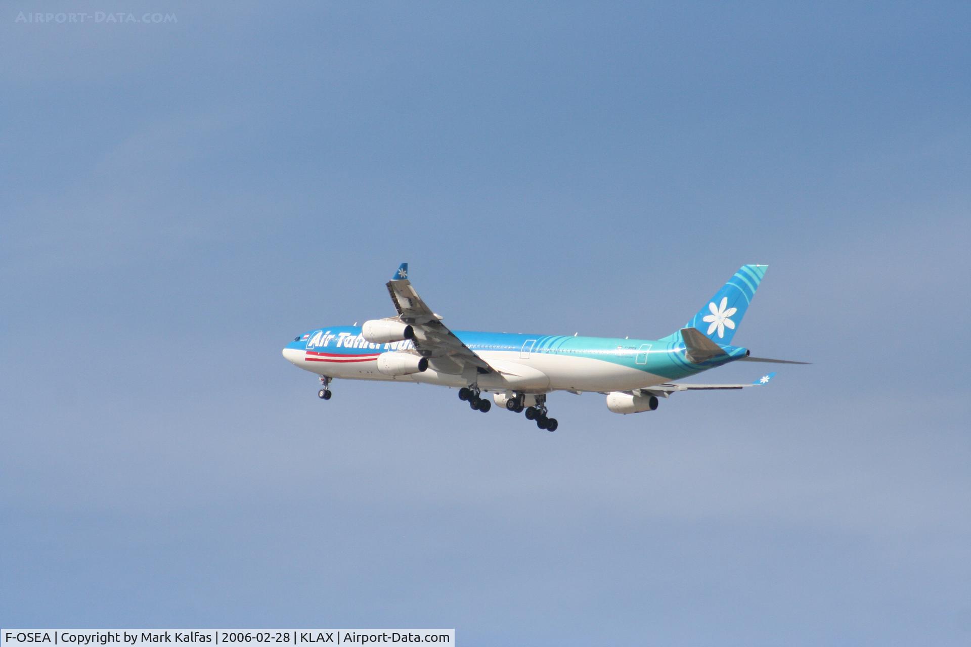 F-OSEA, 2001 Airbus A340-313 C/N 438, Air Tahiti Nui Airbus A340-313, F-OSEA 25R departure KLAX.