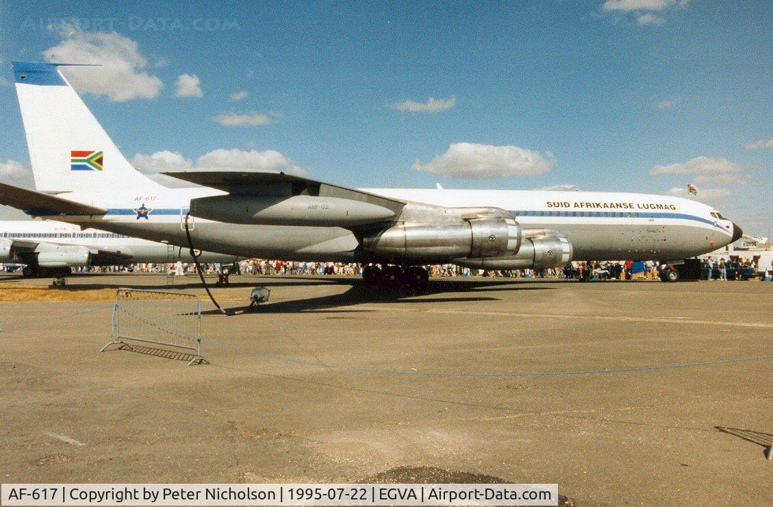 AF-617, 1967 Boeing 707-328C C/N 19723, Another view of the South African Air Force Boeing 707-328C on display at the 1995 Intnl Air Tattoo at RAF Fairford.