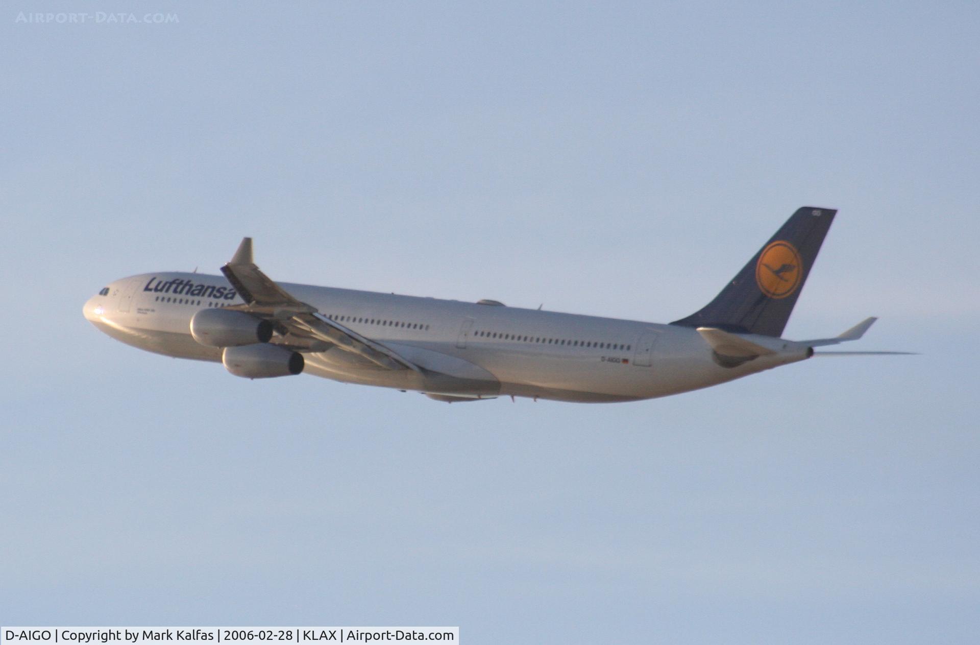 D-AIGO, 1998 Airbus A340-313X C/N 233, Luftansa Airbus A340-313, D-AIGO 25R departure KLAX.