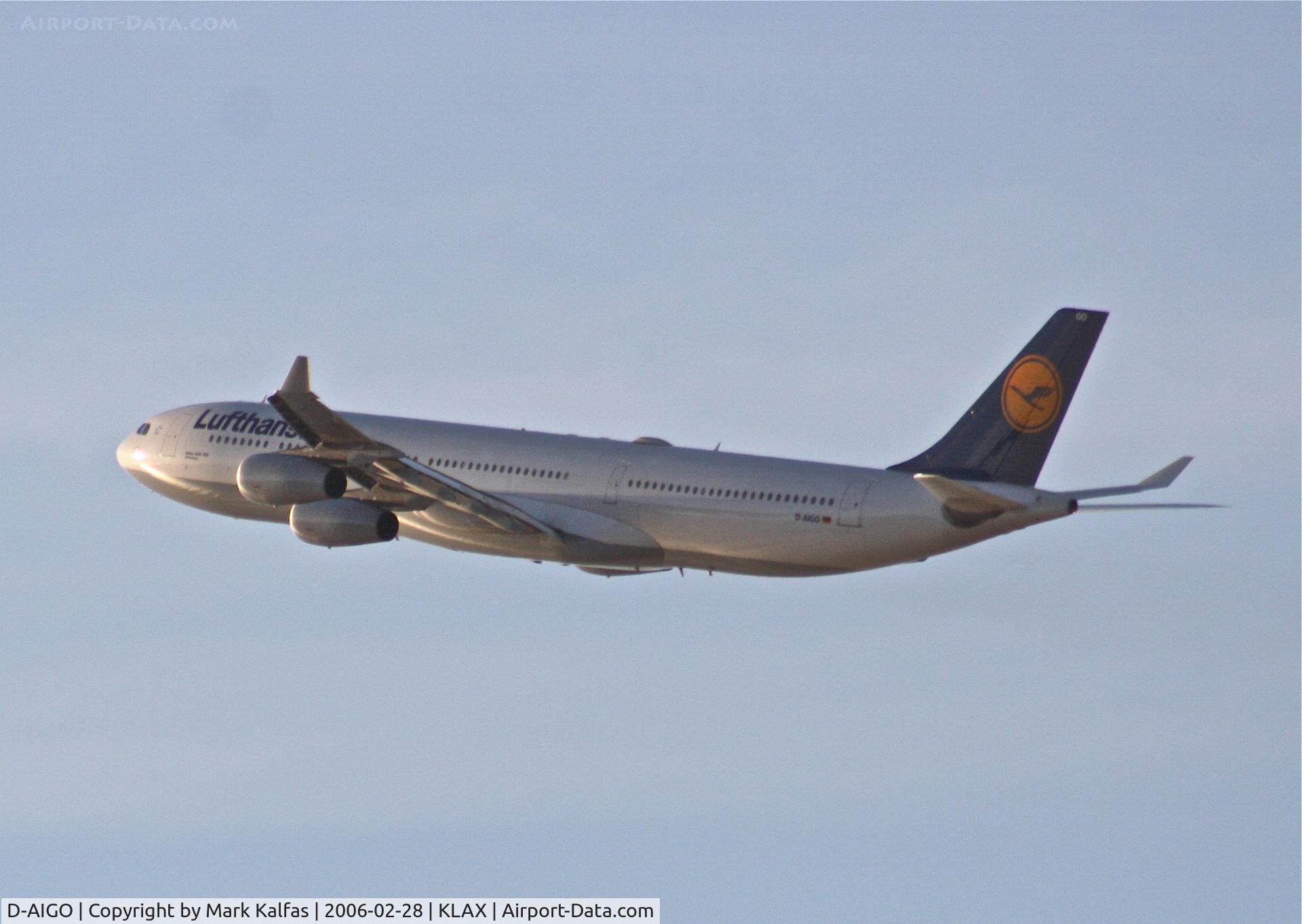 D-AIGO, 1998 Airbus A340-313X C/N 233, Luftansa Airbus A340-313, D-AIGO 25R departure KLAX.