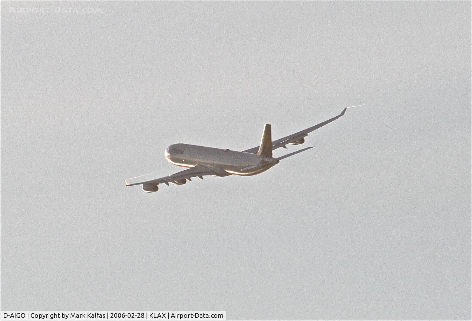 D-AIGO, 1998 Airbus A340-313X C/N 233, Luftansa Airbus A340-313, D-AIGO 25R departure KLAX.