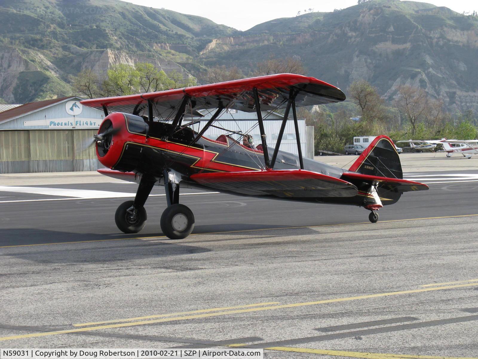 N59031, 1941 Boeing A75N1(PT17) C/N 75-3808, 1941 Boeing Stearman A75N1, Continental W670 220 Hp, S turns taxi to Rwy 22