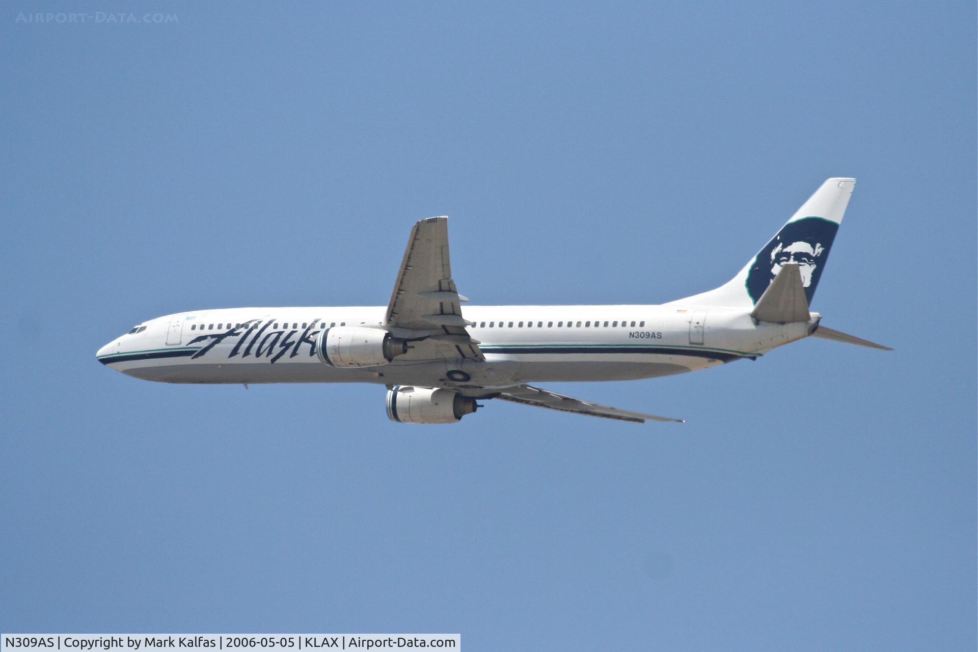 N309AS, 2001 Boeing 737-990 C/N 30857, Alaska Airlines Boeing 737-990, N309AS 25R departure KLAX.