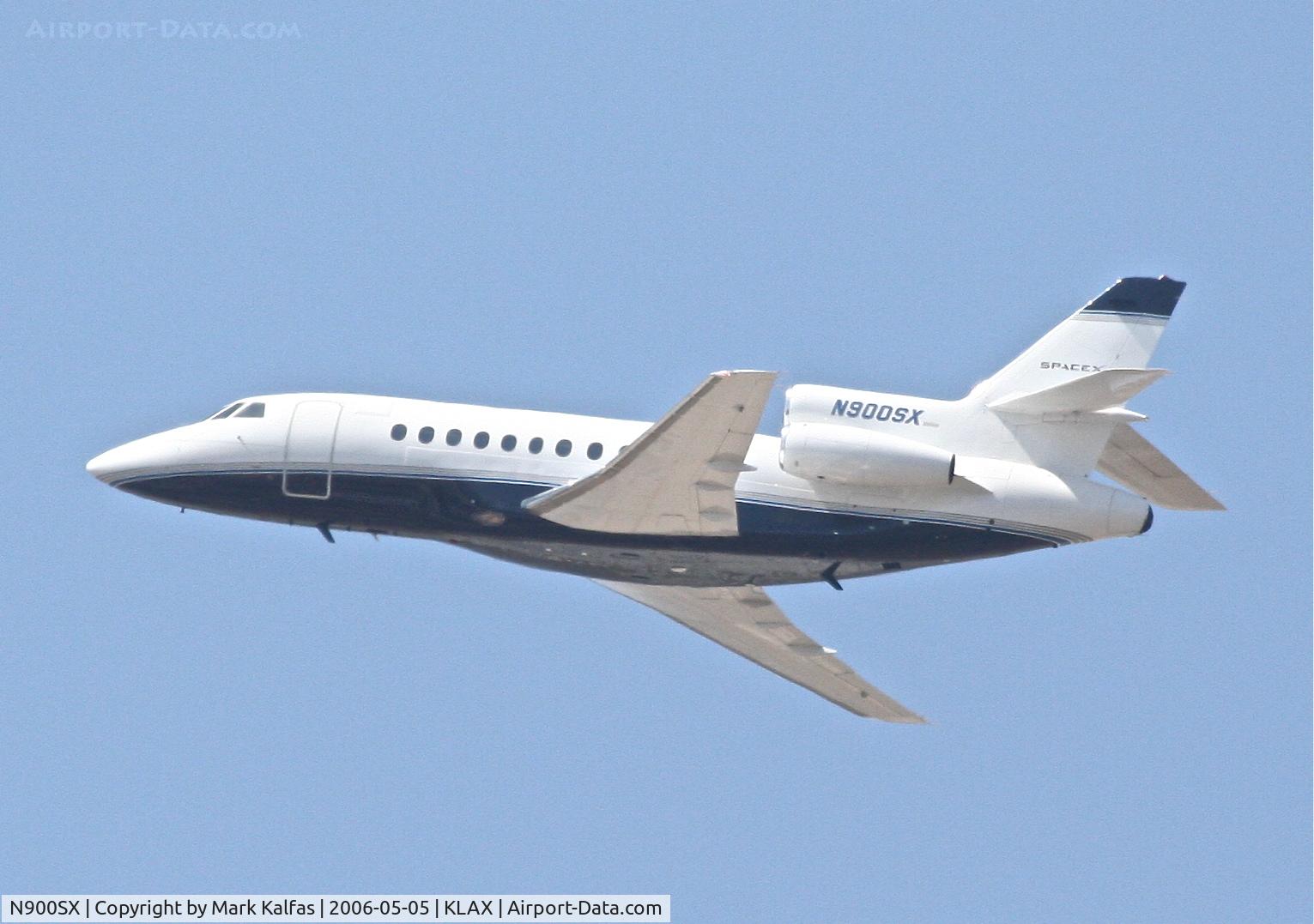 N900SX, 1994 Dassault Falcon 900B C/N 139, Spacex and PayPal founder Elon Musk's FALCON 900 departs 25L KLAX.