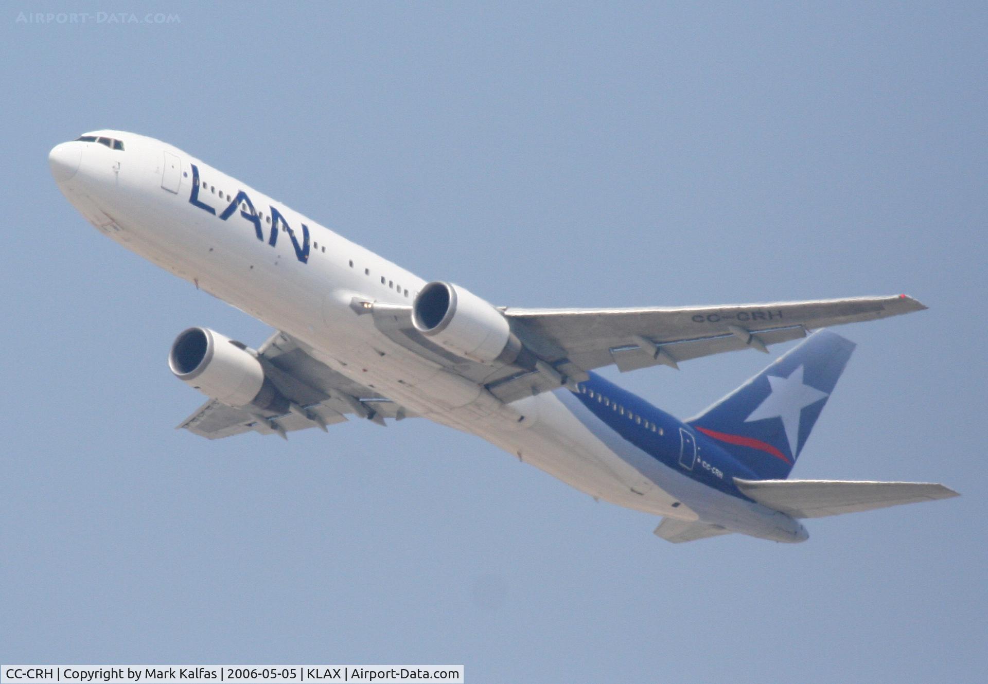 CC-CRH, 1992 Boeing 767-375/ER C/N 25864, LAN Boeing 767-375ER, CC-CHR 25R departure KLAX.