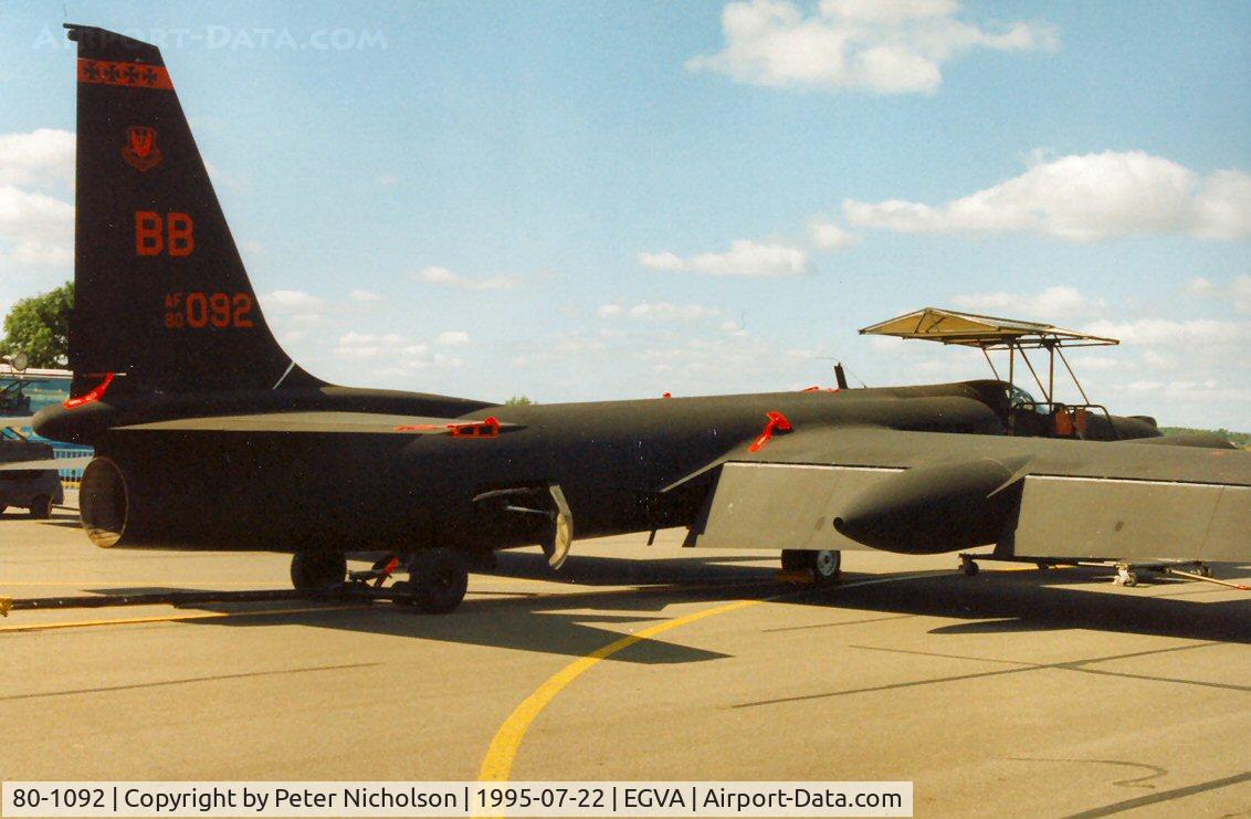 80-1092, 1980 Lockheed U-2R C/N 092, U-2R of 9th Reconnaissance Wing at Beale AFB at the UK Operating Location of Fairford on display at the 1995 Intnl Air Tattoo at RAF Fairford.