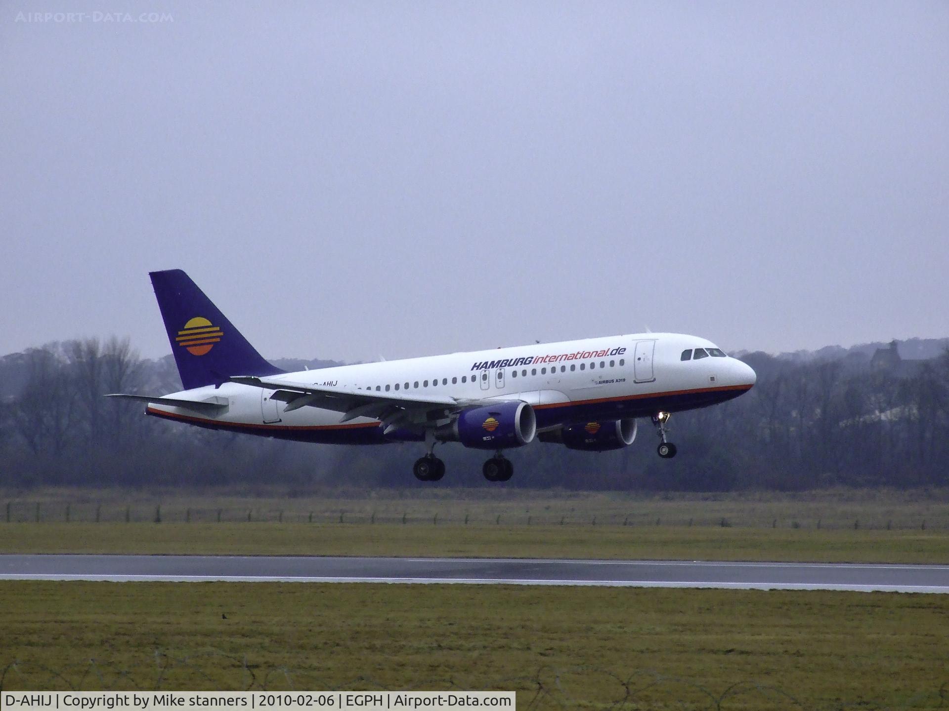 D-AHIJ, 2008 Airbus A319-111 C/N 3533, Hamburg international A319 arrives at a very misrable Edinburgh airport