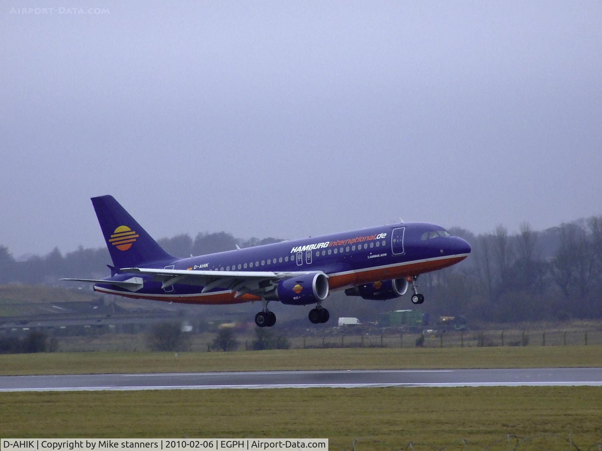 D-AHIK, 2008 Airbus A319-112 C/N 3560, Hamburg international A319 arrives at  Edinburgh airport With french rugby fans for the six nations match against Scotland
