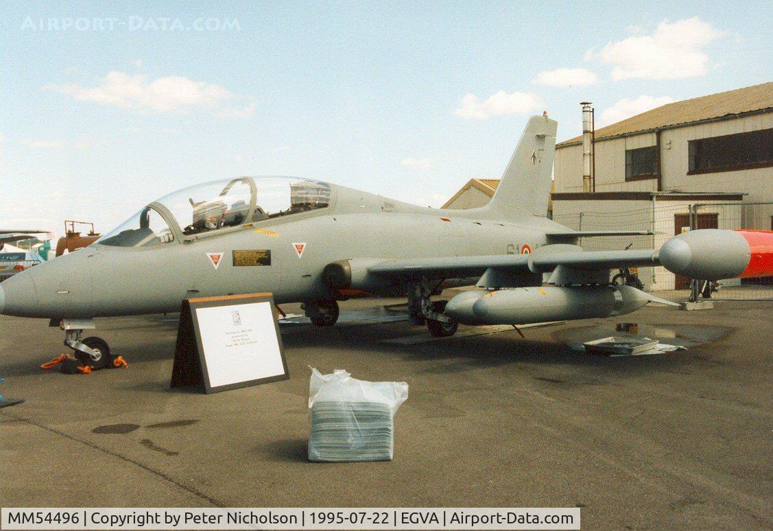 MM54496, Aermacchi MB-339A C/N 6702/097/AA044, MB.339A, callsign India 4523, of 61 Stormo Italian Air Force on display at the 1995 Intnl Air Tattoo at RAF Fairford.