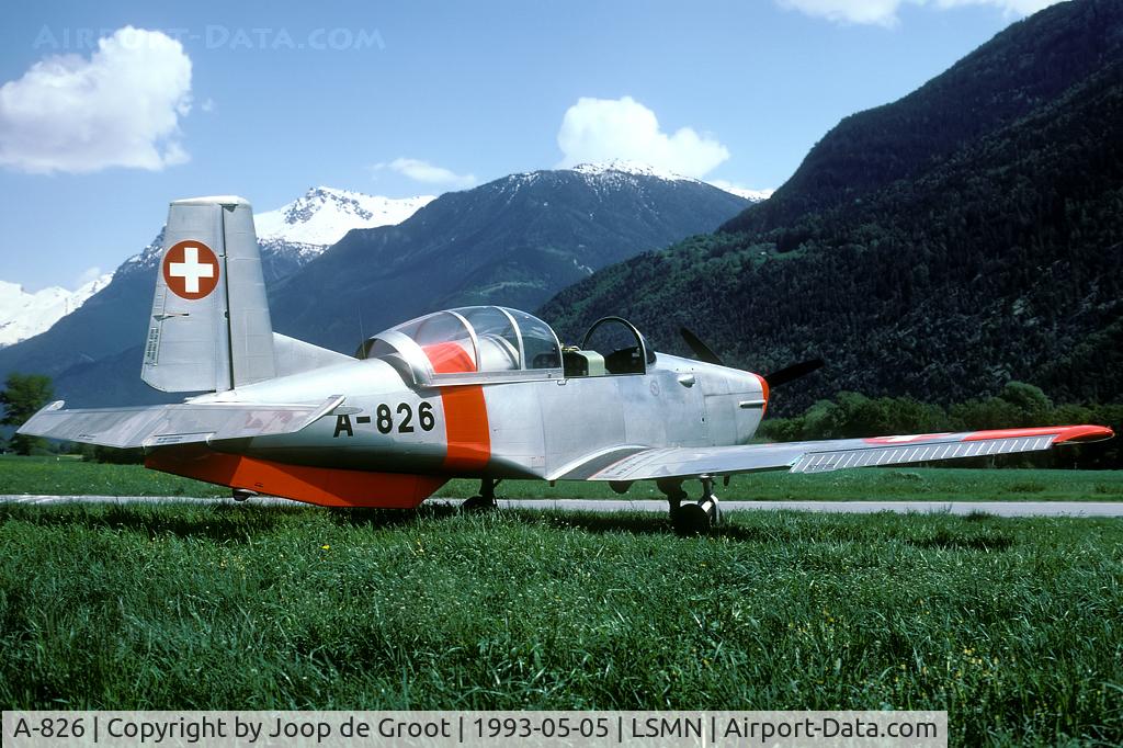 A-826, Pilatus P3-05 C/N 464-13, In 1993 the last WK was held at Raron AB. Some Pilatus P-3 attended as light transports.