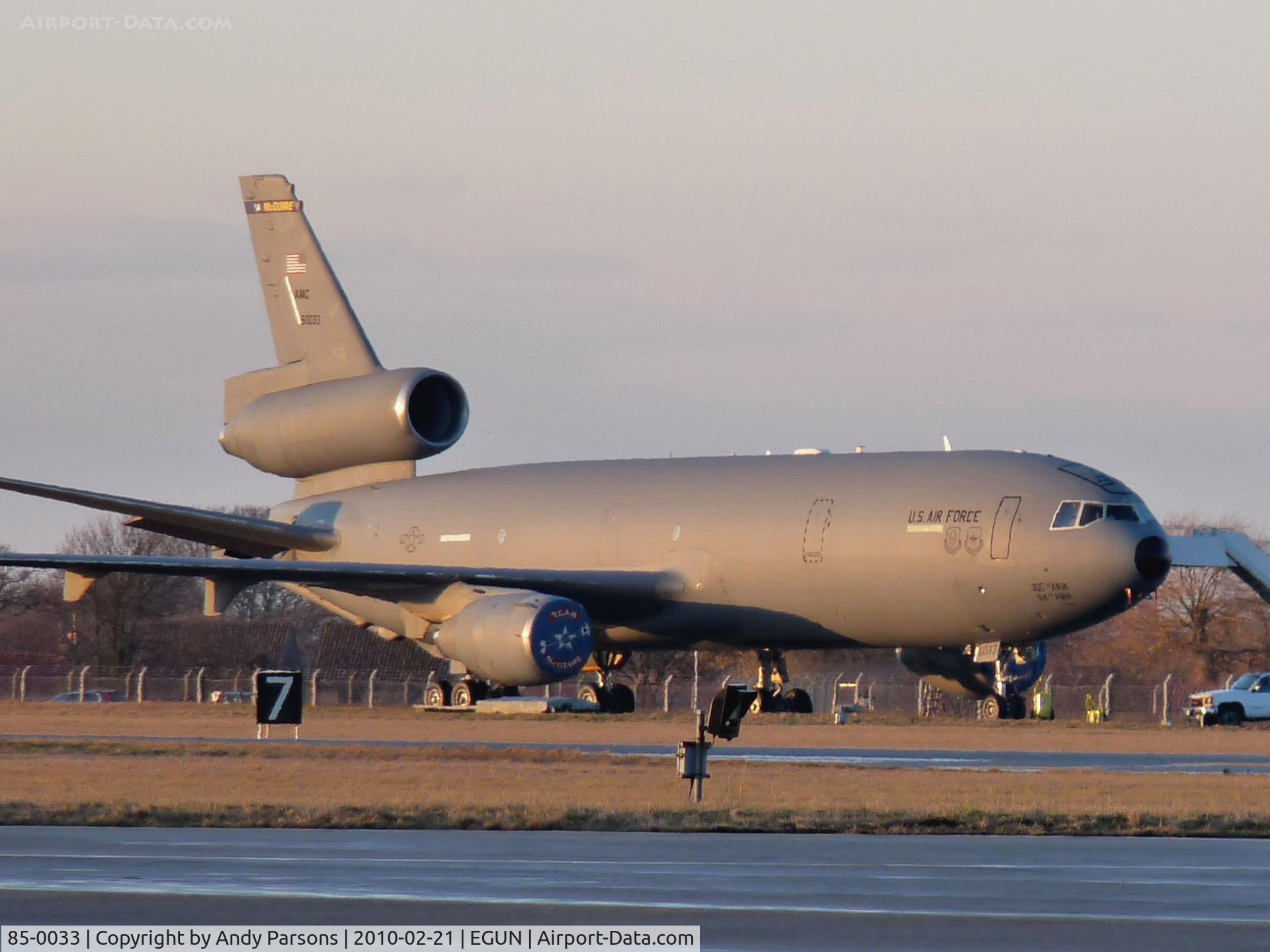 85-0033, 1985 McDonnell Douglas KC-10A Extender C/N 48238, 305 AMW Kc10 visiting Mildenhall
