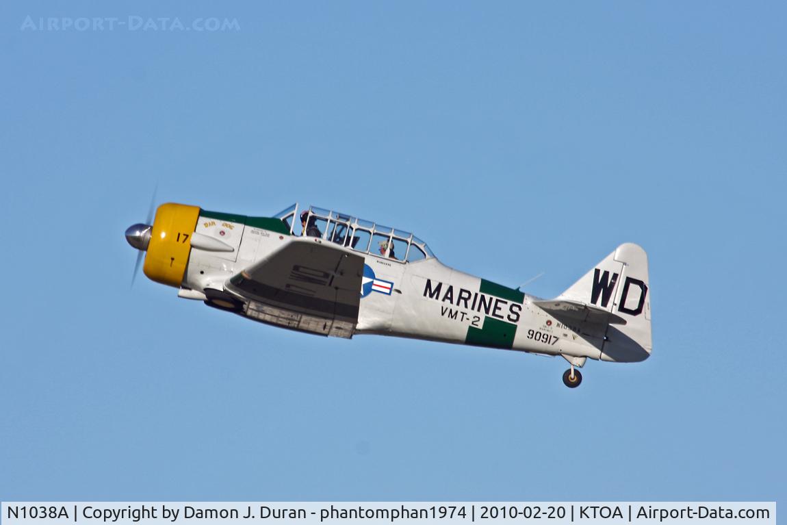 N1038A, 1944 North American SNJ-5 Texan C/N 90917 (121-41633), Taken at KTOA departing for fly-by at Fort MacArthur in San Pedro, CA
