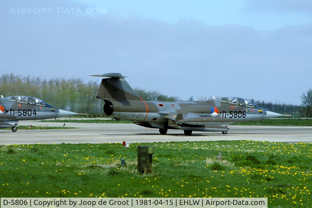 D-5806, Lockheed TF-104G Starfighter C/N 583E-5806, Two Volkel Starfighters preparing for take off from Leeuwarden.