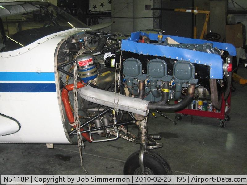 N5118P, 1958 Piper PA-24-250 Comanche C/N 24-131, Engine re-install following overhaul.