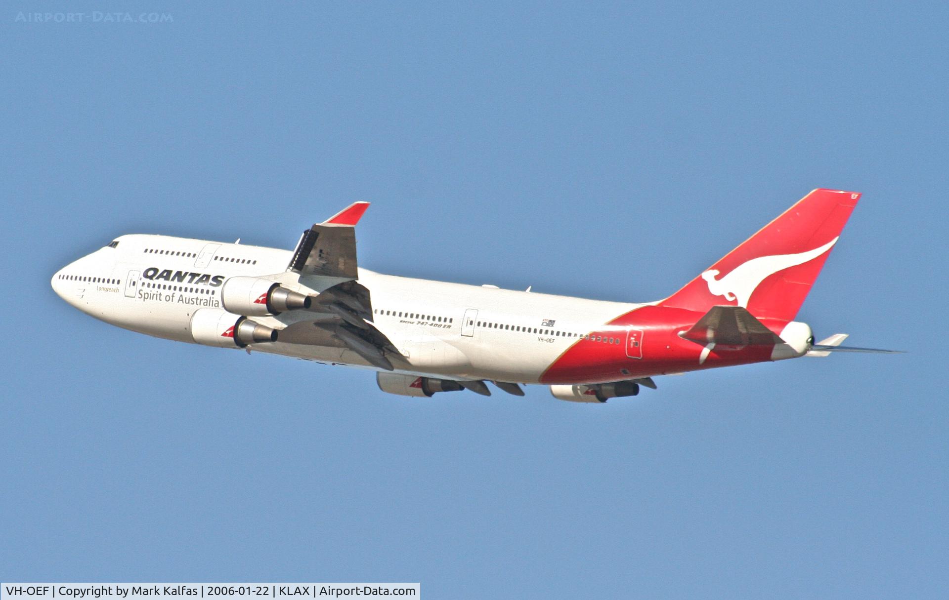 VH-OEF, 2002 Boeing 747-438/ER C/N 32910, Qatntas Boeing 747-48E, VH-OEF 25R departure KLAX.