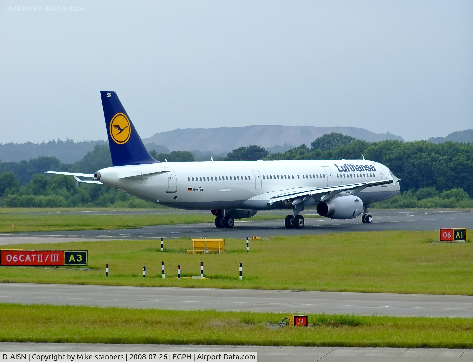 D-AISN, 2008 Airbus A321-231 C/N 3592, Lufthansa A321 Waiting to enter runway 06 at EDI
