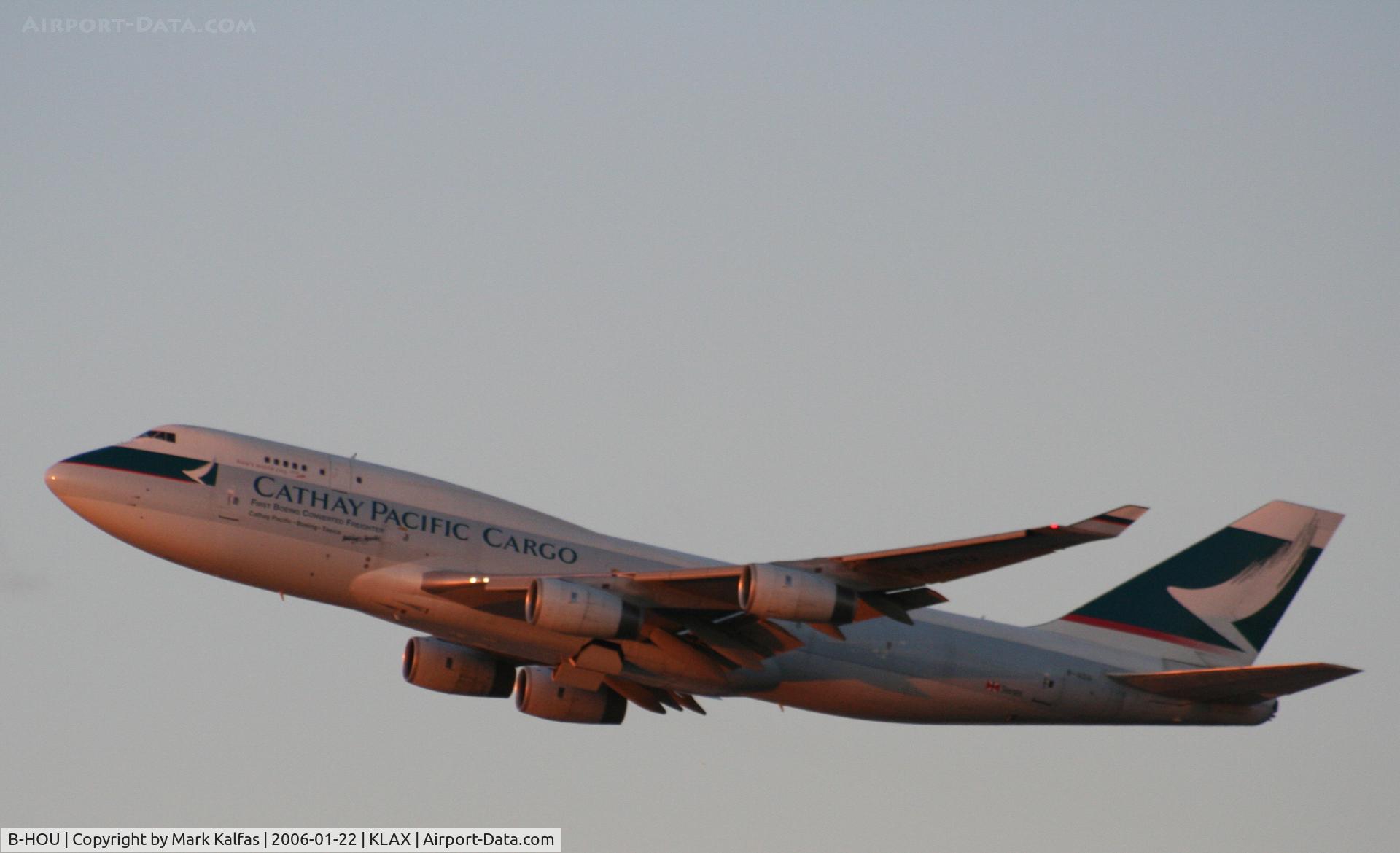 B-HOU, 1991 Boeing 747-467/BCF C/N 24925, Cathay Pacific Cargo Boeing 747-467, B-HOU 25R departure KLAX..