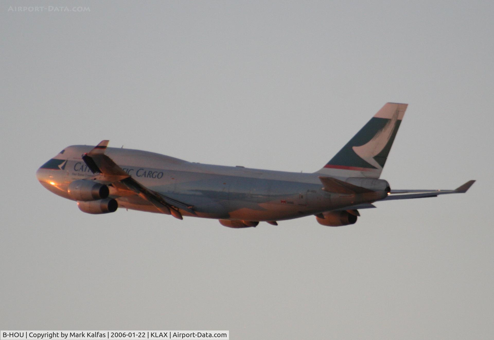 B-HOU, 1991 Boeing 747-467/BCF C/N 24925, Cathay Pacific Cargo Boeing 747-467, B-HOU 25R departure KLAX..