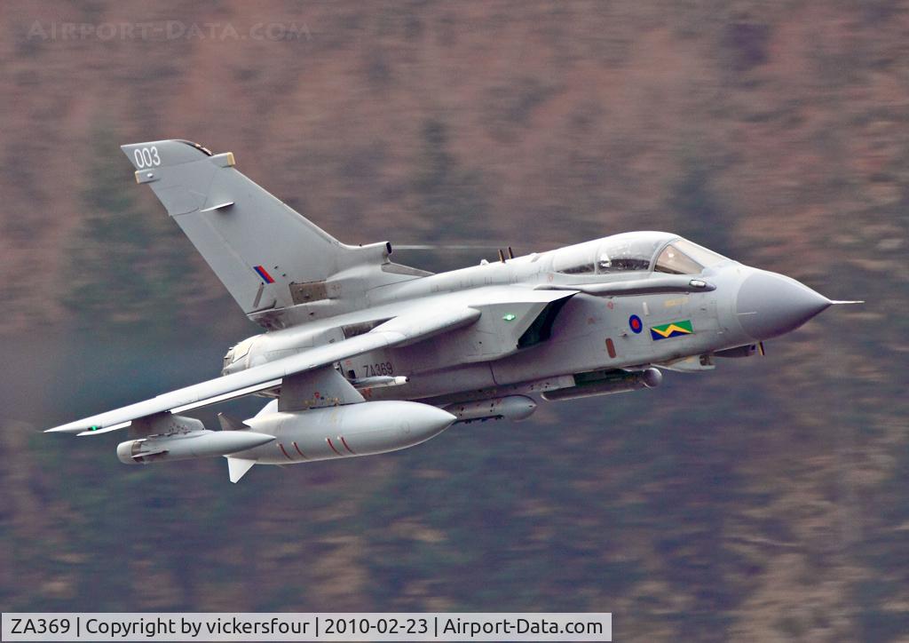 ZA369, 1982 Panavia Tornado GR.4A C/N 166/BS051/3083, Royal Air Force Tornado GR4A (c/n BS051). Operated by the Marham Wing in 13 Squadron markings, coded '003'. Thirlmere, Cumbria.