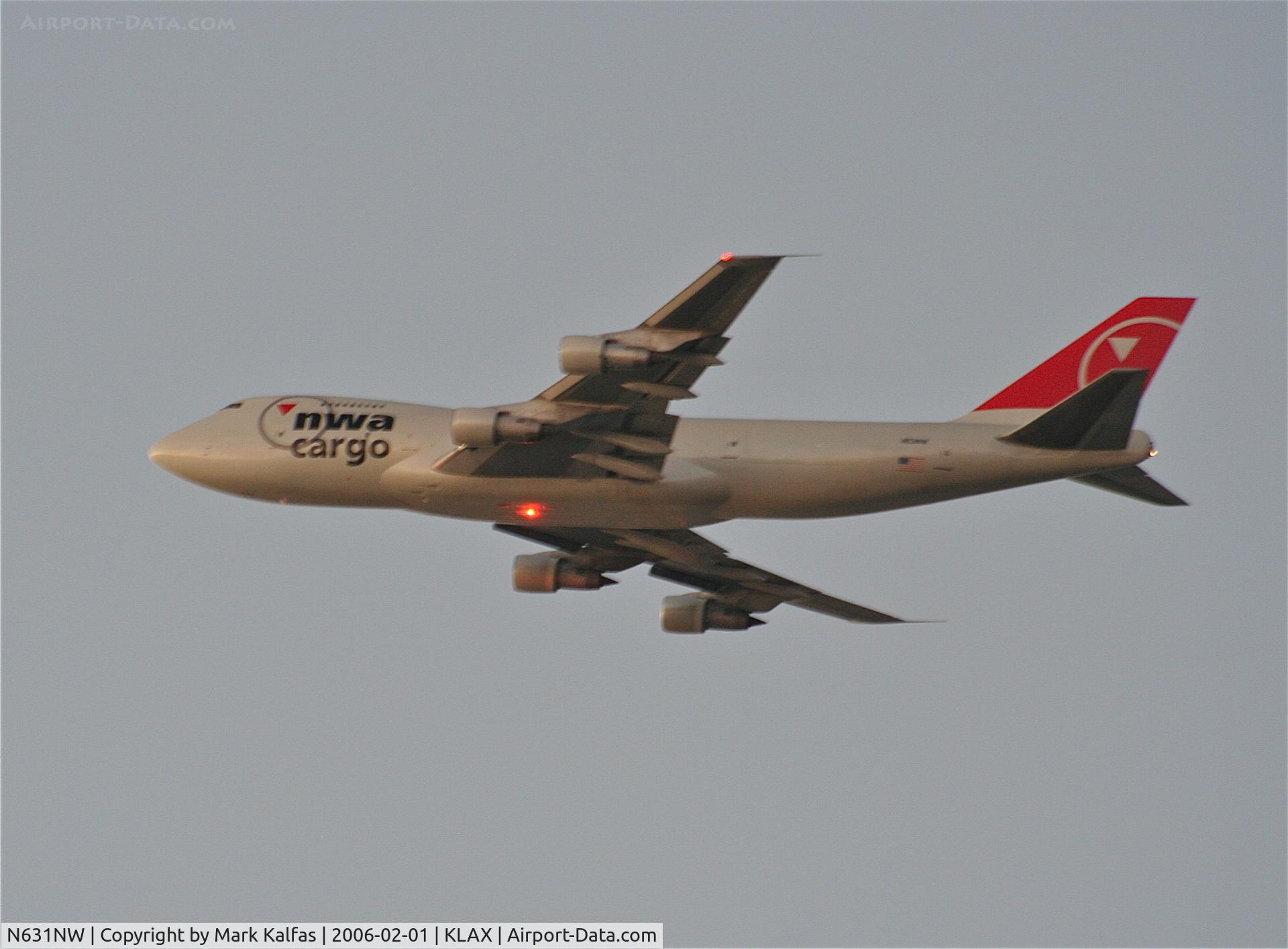 N631NW, 1984 Boeing 747-251B C/N 23111, Northwest Boeing 747-251B, N631US 25R departure KLAX.